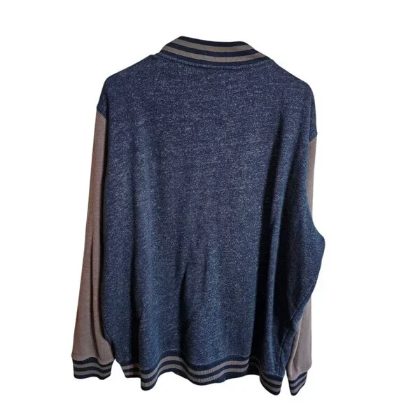 Superman Patch Varsity Bomber Men's XL Blue Heather Snap Jacket DC Comics Rare - Picture 3 of 6